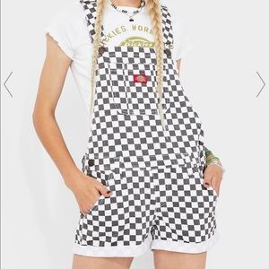 Dickies Girls Short Checkered Overalls TRENDY